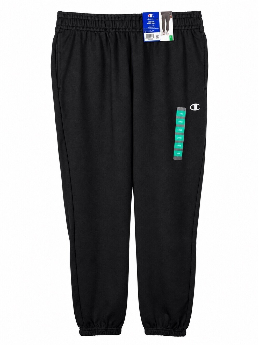 Champion Men?s French Terry Jogger Sweatpants Black Size L Large NWT